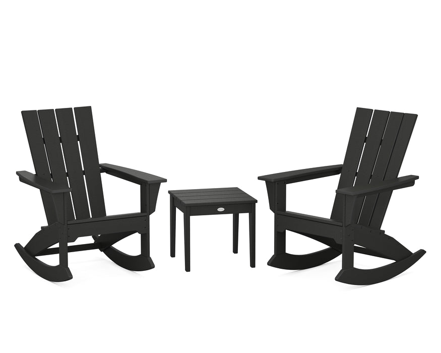 POLYWOOD Quattro 3-Piece Rocker Set in Black