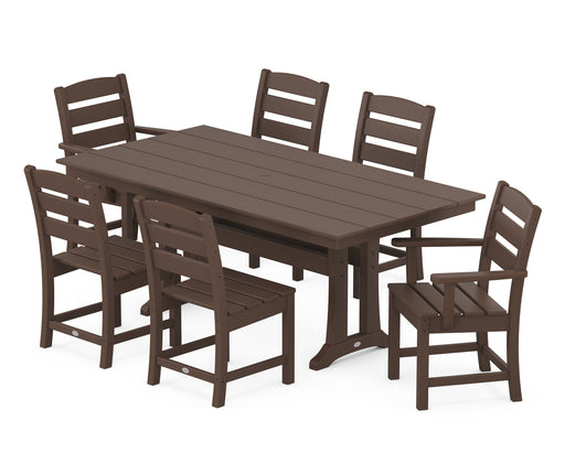 POLYWOOD Lakeside 7-Piece Farmhouse Trestle Dining Set in Mahogany image