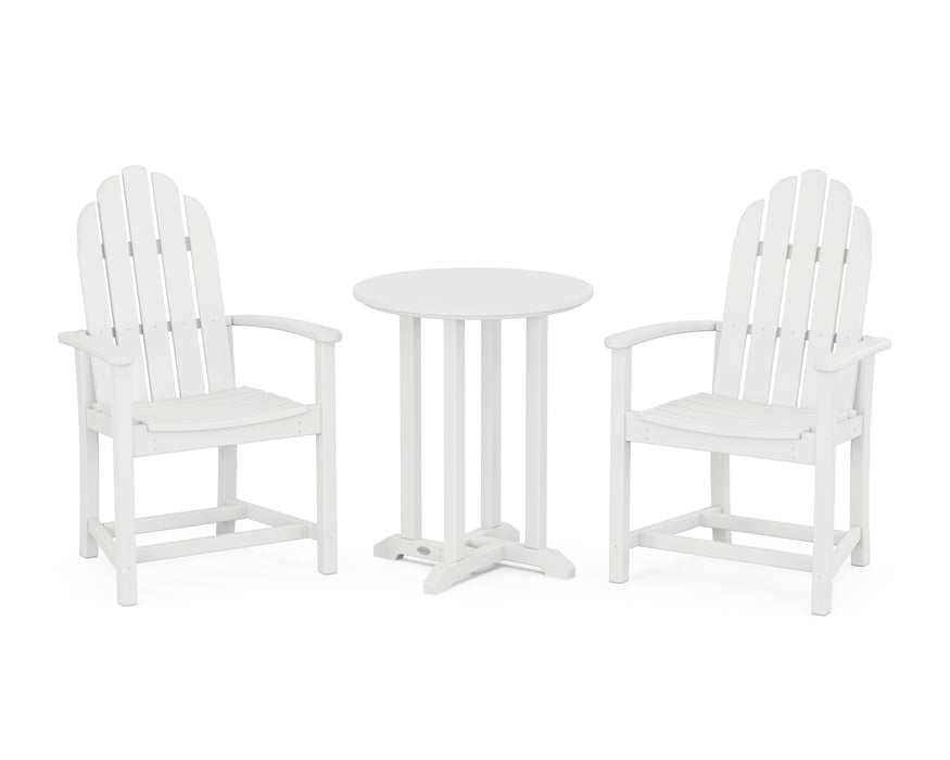 POLYWOOD Classic Adirondack 3-Piece Round Dining Set in White