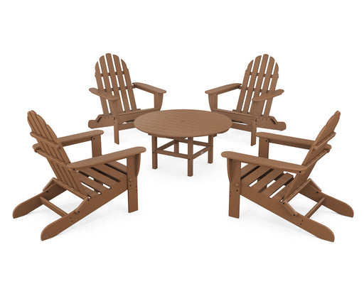 POLYWOOD Classic Folding Adirondack 5-Piece Conversation Group in Teak image