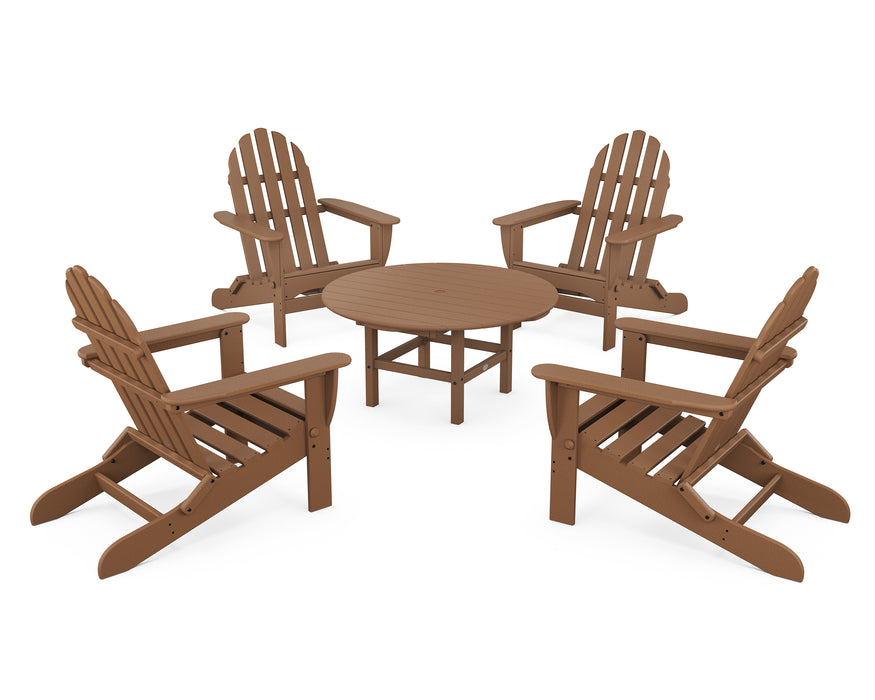 POLYWOOD Classic Folding Adirondack 5-Piece Conversation Group in Teak image