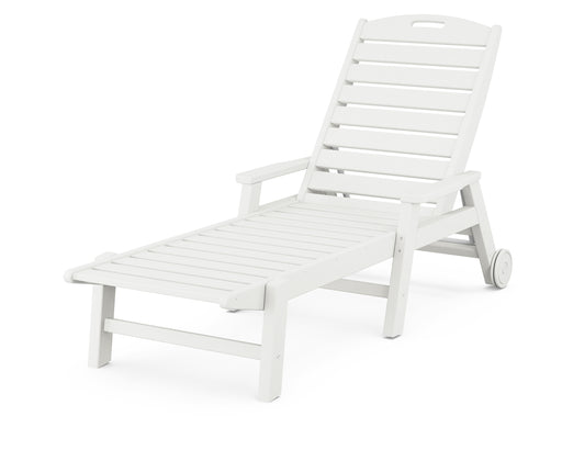 POLYWOOD Nautical Chaise with Arms & Wheels in Vintage White image