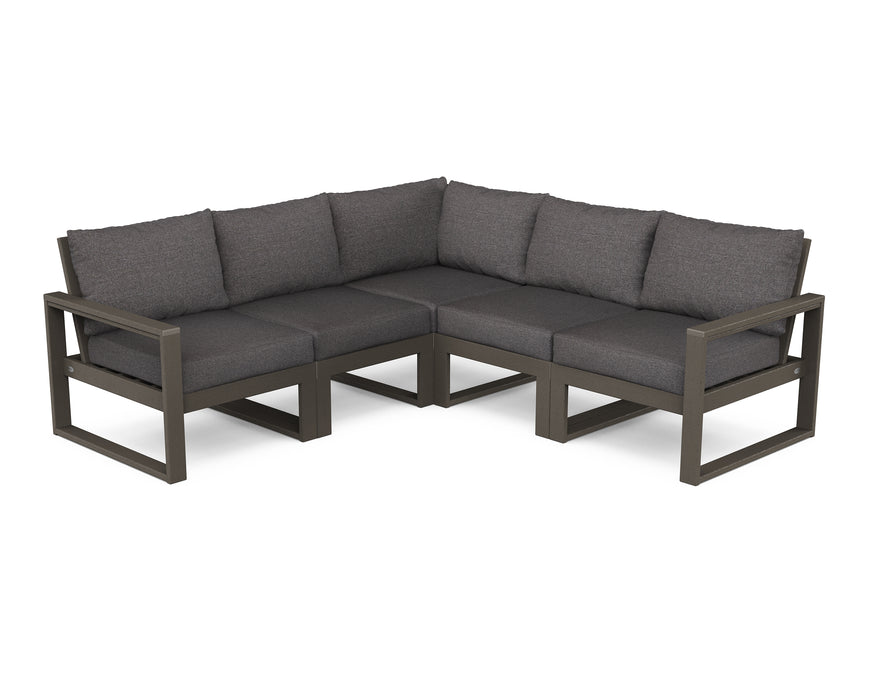 POLYWOOD EDGE 5-Piece Modular Deep Seating Set in Vintage Coffee / Ash Charcoal