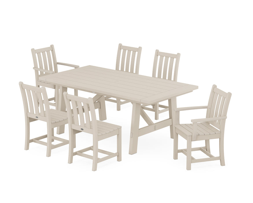 POLYWOOD Traditional Garden 7-Piece Rustic Farmhouse Dining Set in Sand image