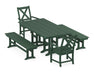 POLYWOOD Braxton 5-Piece Farmhouse Dining Set with Benches in Green image