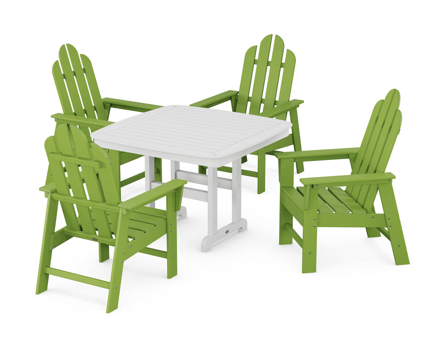 POLYWOOD Long Island 5-Piece Dining Set with Trestle Legs in Lime / White