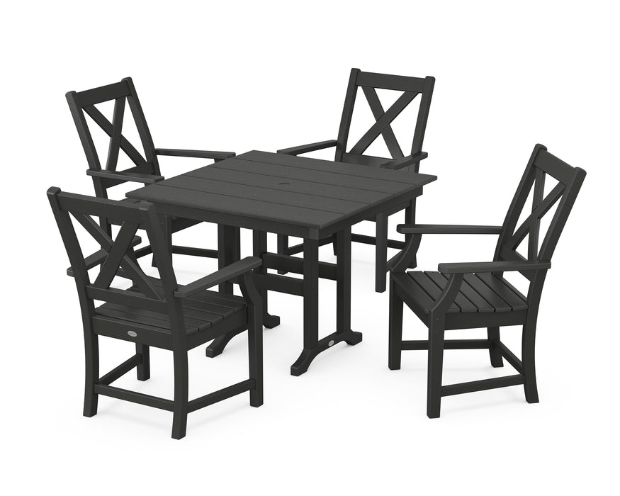 POLYWOOD Braxton 5-Piece Farmhouse Dining Set in Black