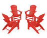 POLYWOOD 4-Piece Nautical Curveback Adirondack Chair Conversation Set in Sunset Red image
