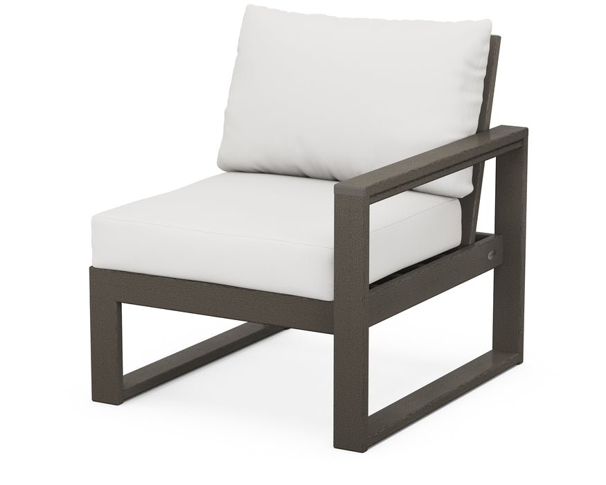 POLYWOOD EDGE Modular Right Arm Chair in Vintage Coffee / Natural Linen image