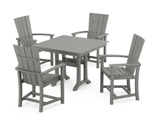 POLYWOOD Quattro 5-Piece Farmhouse Dining Set With Trestle Legs in Slate Grey image