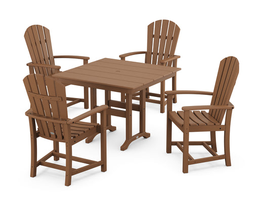 POLYWOOD Palm Coast 5-Piece Farmhouse Dining Set in Teak image