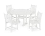 POLYWOOD Traditional Garden 5-Piece Round Dining Set with Trestle Legs in White image