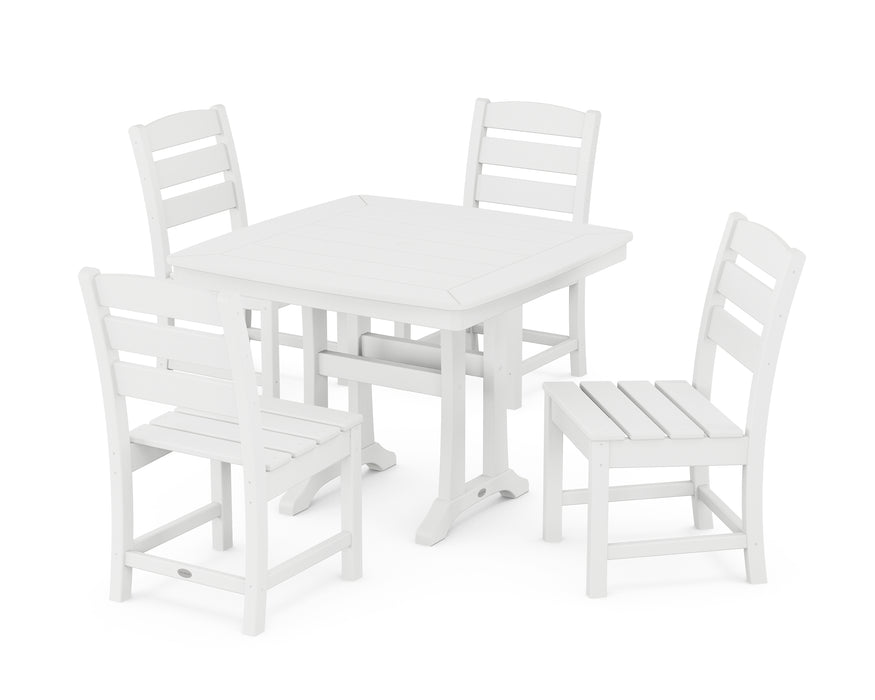 POLYWOOD Lakeside Side Chair 5-Piece Dining Set with Trestle Legs in White