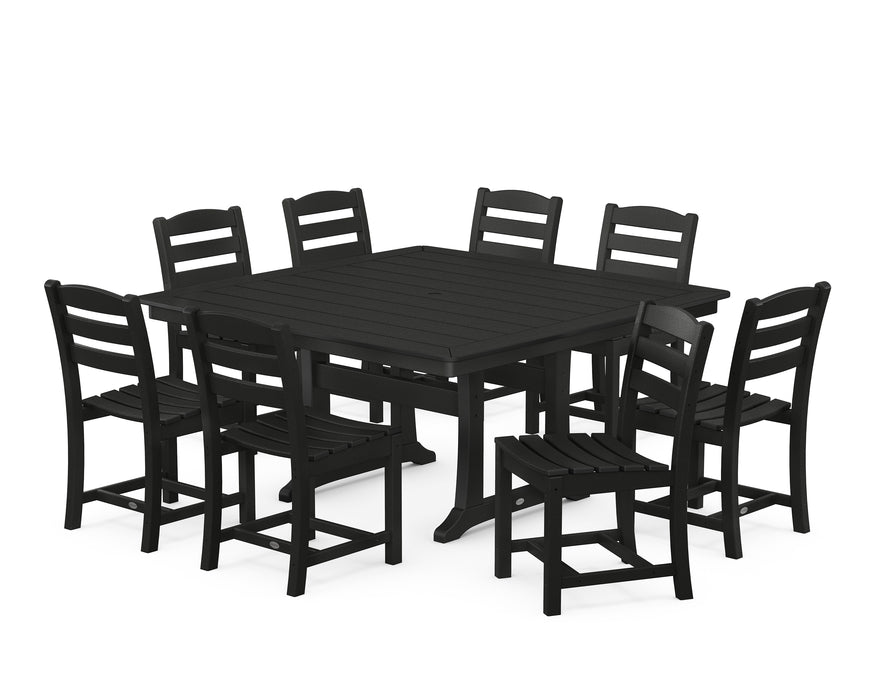 POLYWOOD La Casa Cafe 9-Piece Nautical Trestle Dining Set in Black image