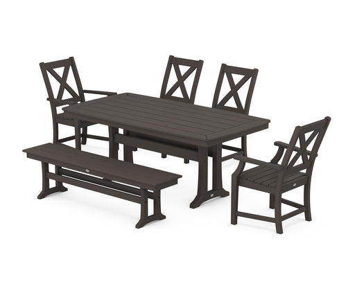 POLYWOOD Braxton 6-Piece Dining Set with Trestle Legs in Vintage Coffee image