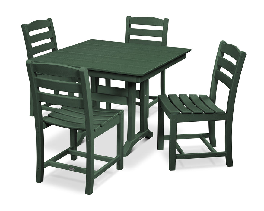 POLYWOOD La Casa Cafe 5-Piece Farmhouse Trestle Side Chair Dining Set in Green