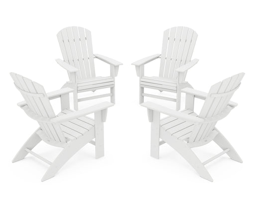 POLYWOOD 4-Piece Nautical Curveback Adirondack Chair Conversation Set in White image