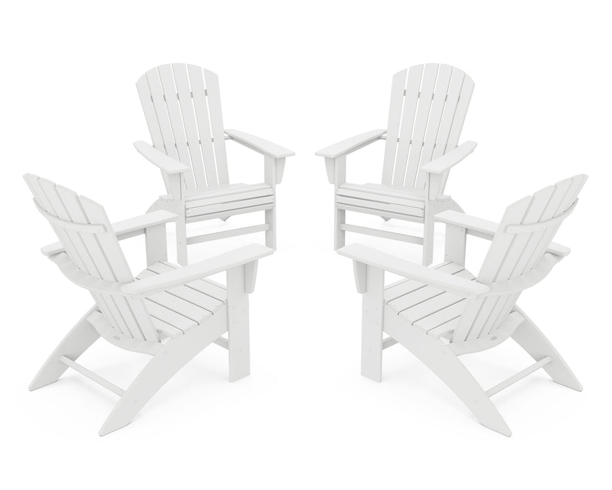 POLYWOOD 4-Piece Nautical Curveback Adirondack Chair Conversation Set in White image