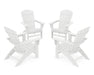 POLYWOOD 4-Piece Nautical Curveback Adirondack Chair Conversation Set in White image