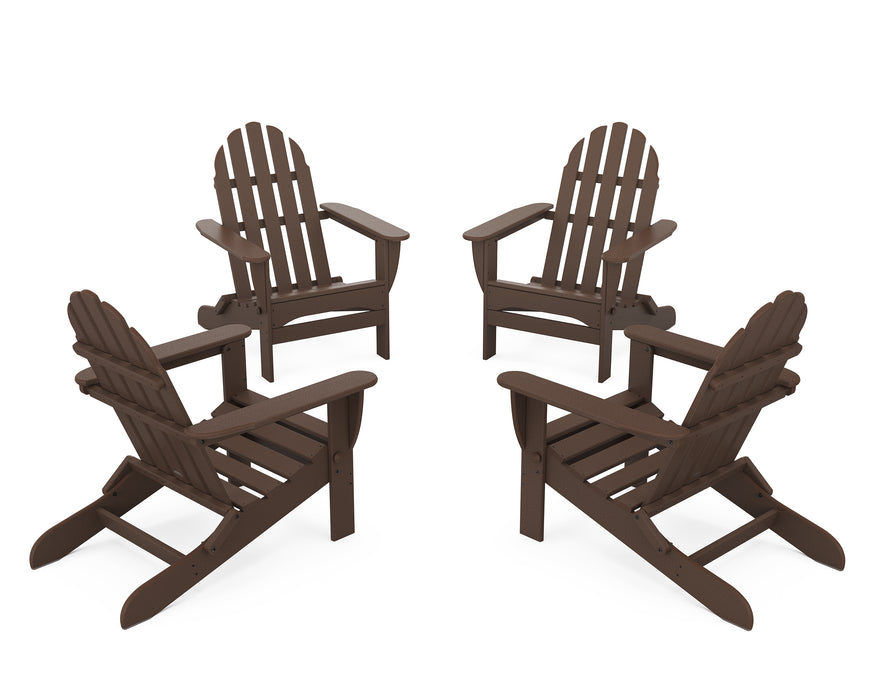 POLYWOOD 4-Piece Classic Folding Adirondack Conversation Set in Mahogany