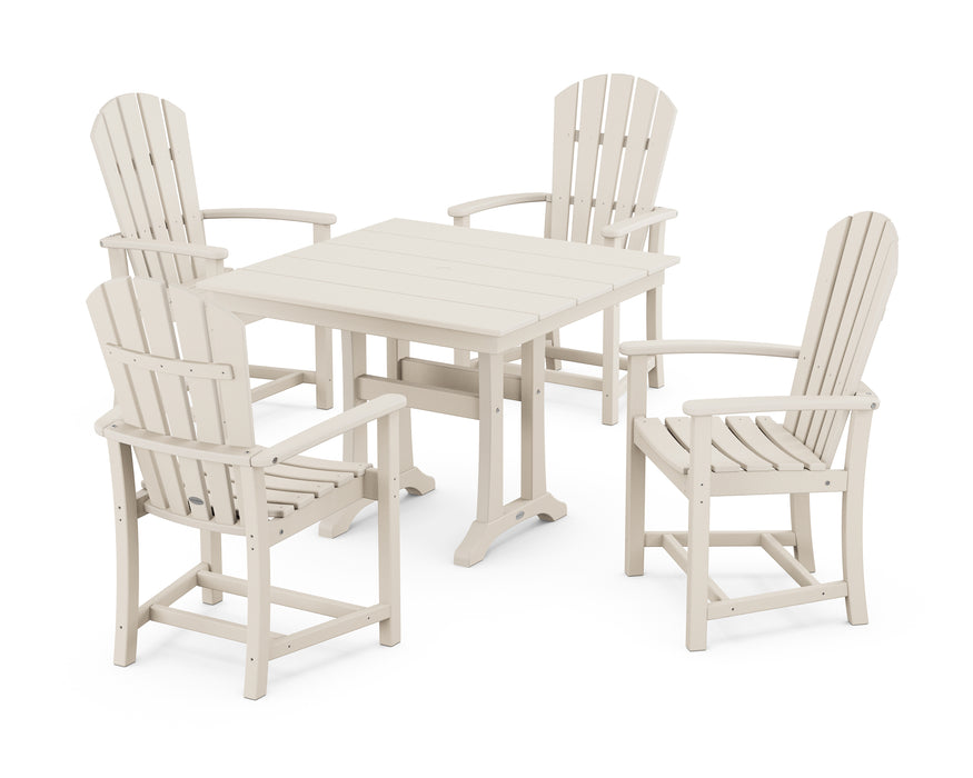 POLYWOOD Palm Coast 5-Piece Farmhouse Dining Set With Trestle Legs in Sand