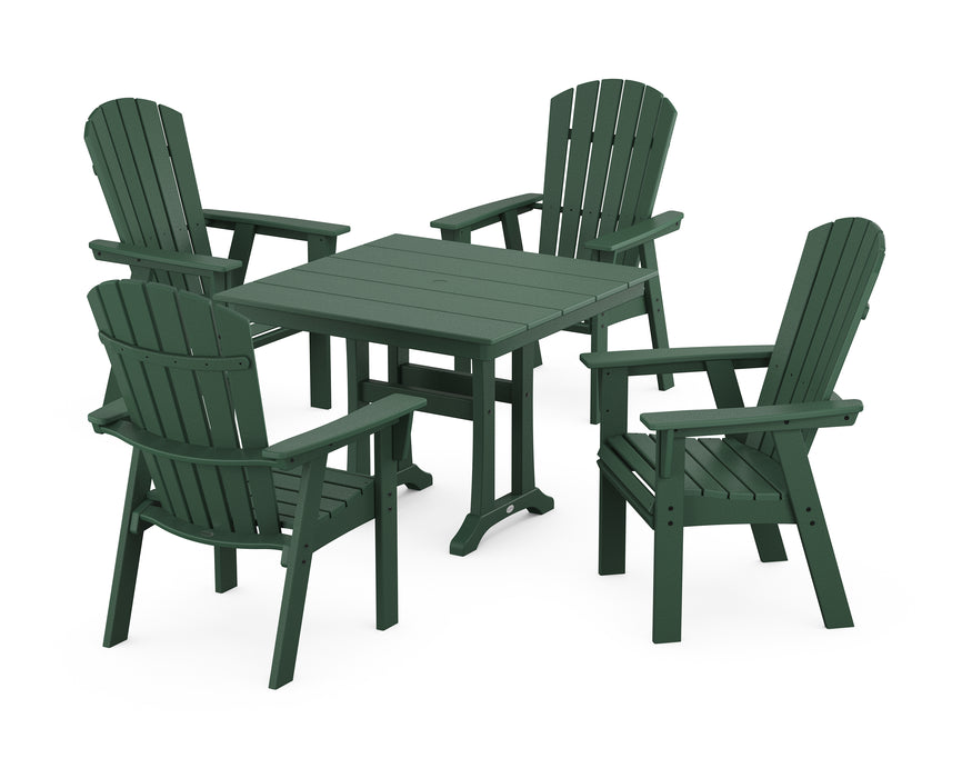 POLYWOOD Nautical Adirondack 5-Piece Farmhouse Dining Set With Trestle Legs in Green