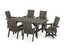 POLYWOOD Modern Curveback Adirondack 7-Piece Rustic Farmhouse Swivel Dining Set in Vintage Coffee image