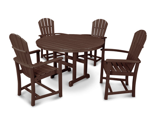 POLYWOOD Palm Coast 5-Piece Round Farmhouse Dining Set in Mahogany image