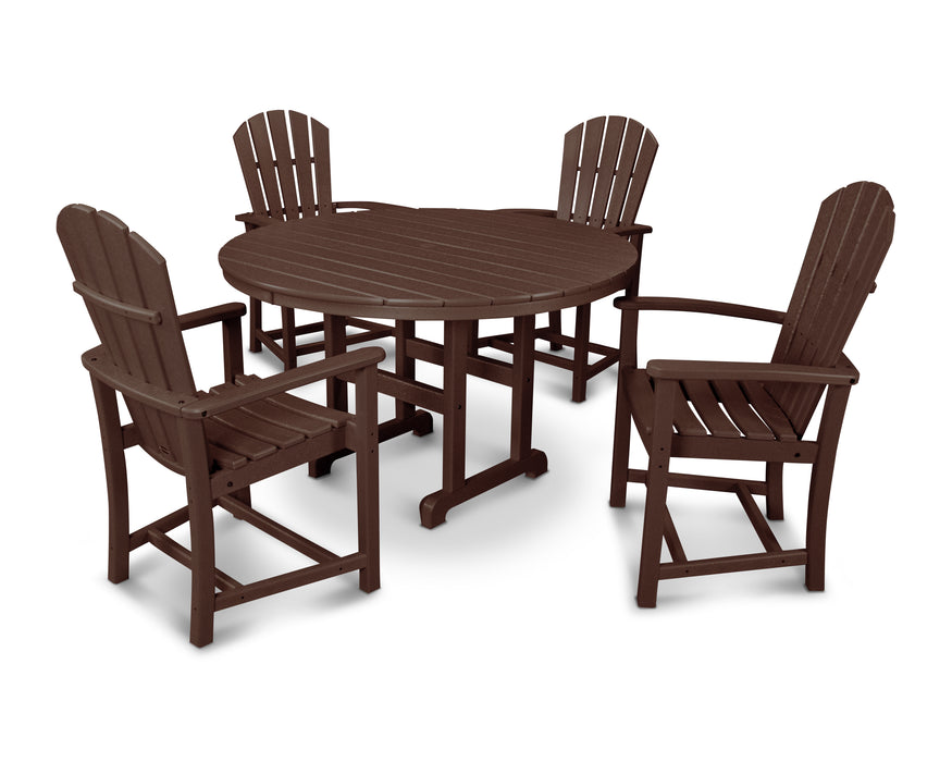 POLYWOOD Palm Coast 5-Piece Round Farmhouse Dining Set in Mahogany