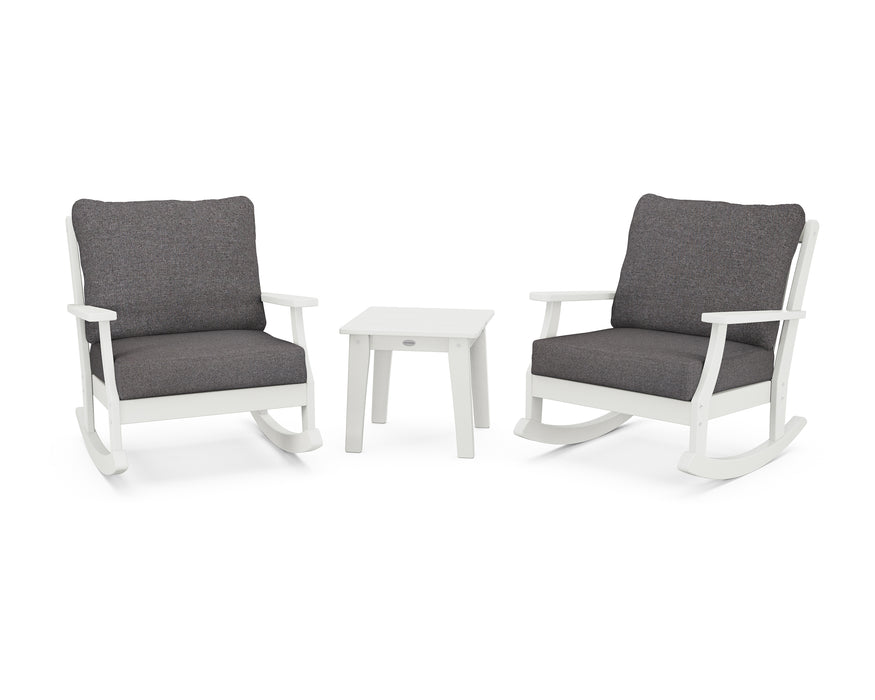 POLYWOOD Braxton 3-Piece Deep Seating Rocker Set in Vintage White / Ash Charcoal image