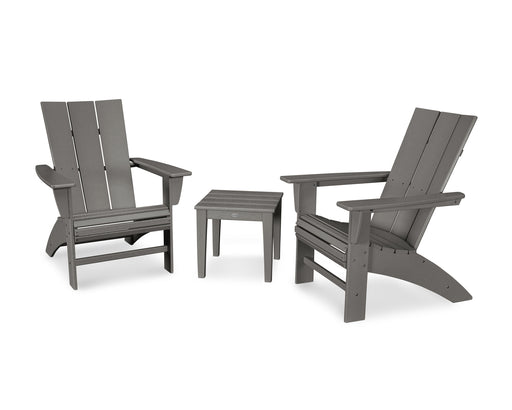 POLYWOOD Modern 3-Piece Curveback  Adirondack Set in Slate Grey image