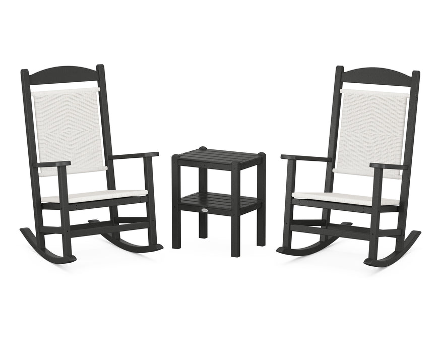 POLYWOOD Presidential Woven Rocker 3-Piece Set in Black / White Loom image