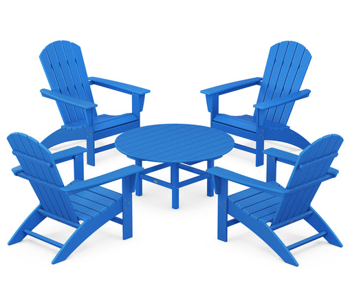 POLYWOOD Nautical 5-Piece Adirondack Chair Conversation Set in Pacific Blue image