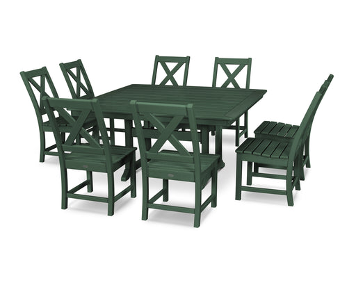 POLYWOOD Braxton 9-Piece Nautical Trestle Dining Set in Green image