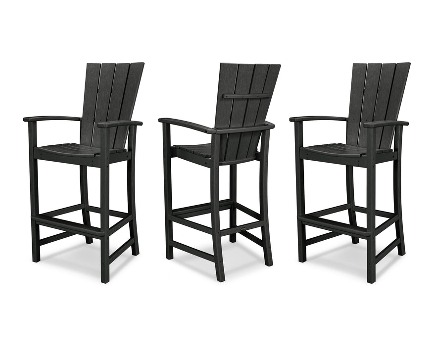 POLYWOOD Quattro 3-Piece Bar Set in Black