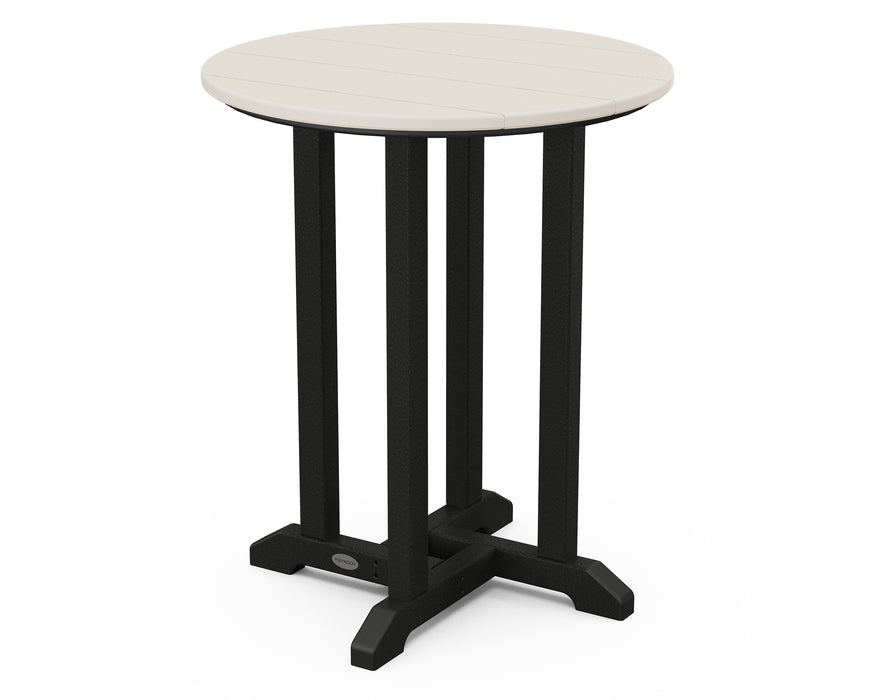 POLYWOOD Contempo 24" Round Dining Table in Black / Sand