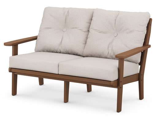 POLYWOOD Lakeside Deep Seating Loveseat in Teak / Dune Burlap image