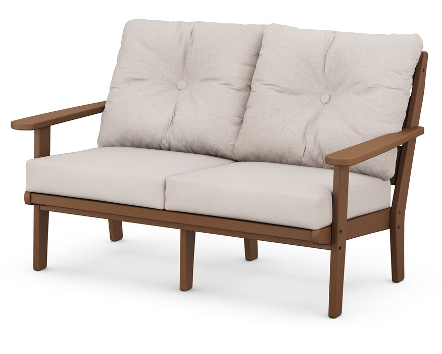 POLYWOOD Lakeside Deep Seating Loveseat in Teak / Dune Burlap image