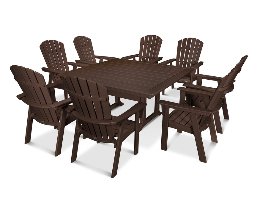 POLYWOOD Nautical Adirondack 9-Piece Trestle Dining Set in Mahogany image