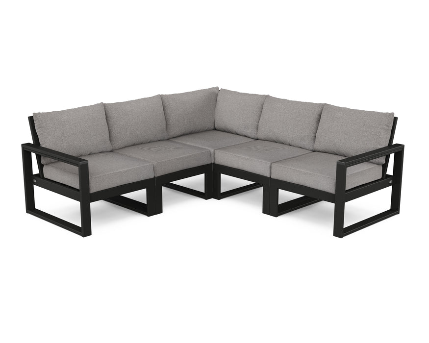 POLYWOOD EDGE 5-Piece Modular Deep Seating Set in Black / Grey Mist image