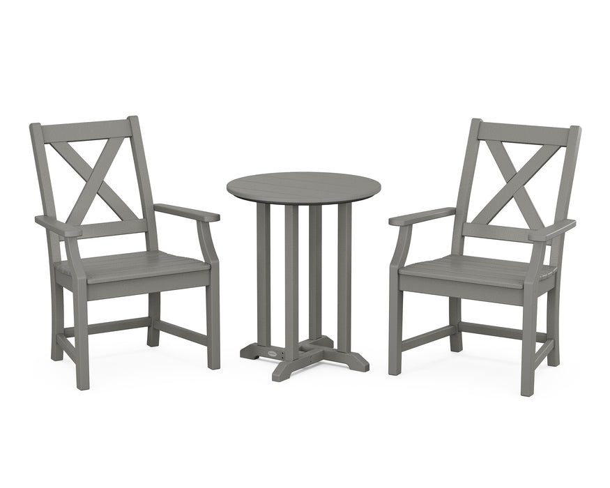 POLYWOOD Braxton 3-Piece Round Dining Set in Slate Grey