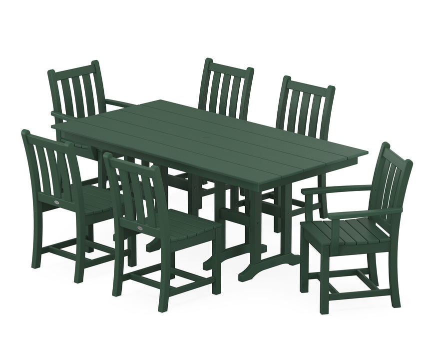 POLYWOOD Traditional Garden 7-Piece Farmhouse Dining Set in Green