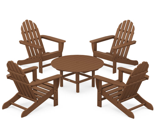 POLYWOOD Classic Adirondack 5-Piece Conversation Set in Teak image