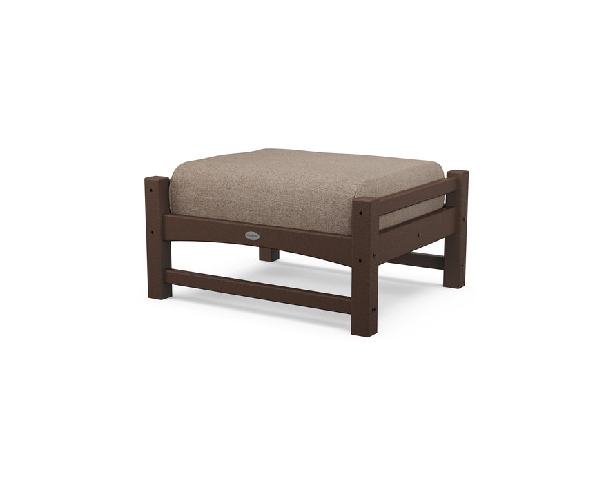 POLYWOOD Club Ottoman in Mahogany / Spiced Burlap