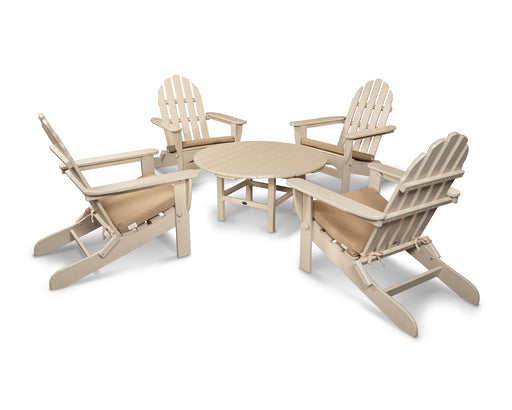 POLYWOOD Classic Adirondack 5-Piece Conversation Group with Seat Cushion in Sand / Sesame image