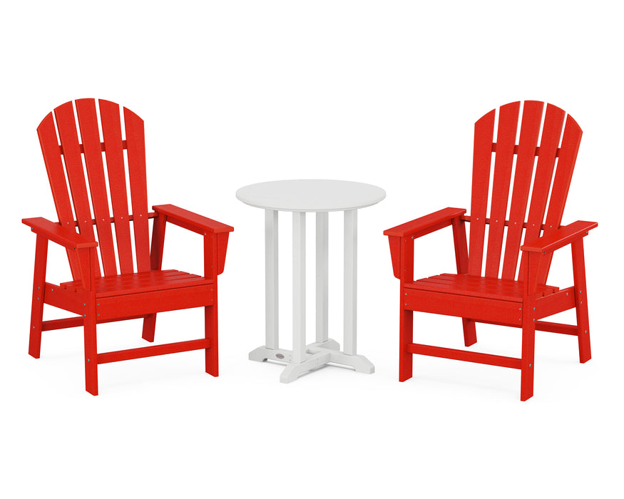 POLYWOOD South Beach 3-Piece Round Farmhouse Dining Set in Sunset Red