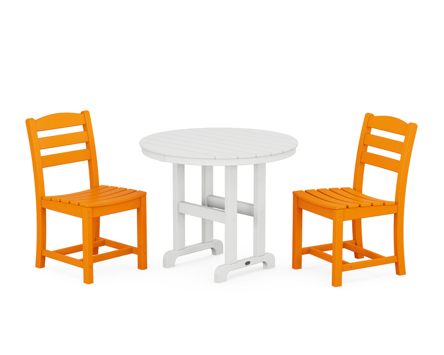 POLYWOOD La Casa Cafe Side Chair 3-Piece Round Dining Set in Tangerine