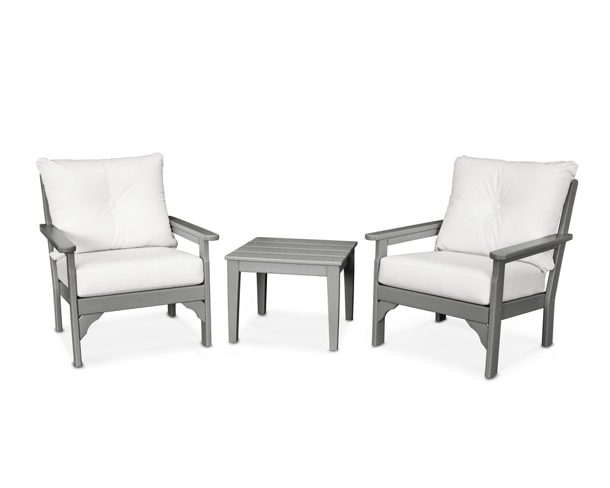 POLYWOOD Vineyard 3-Piece Deep Seating Set in Slate Grey / Natural