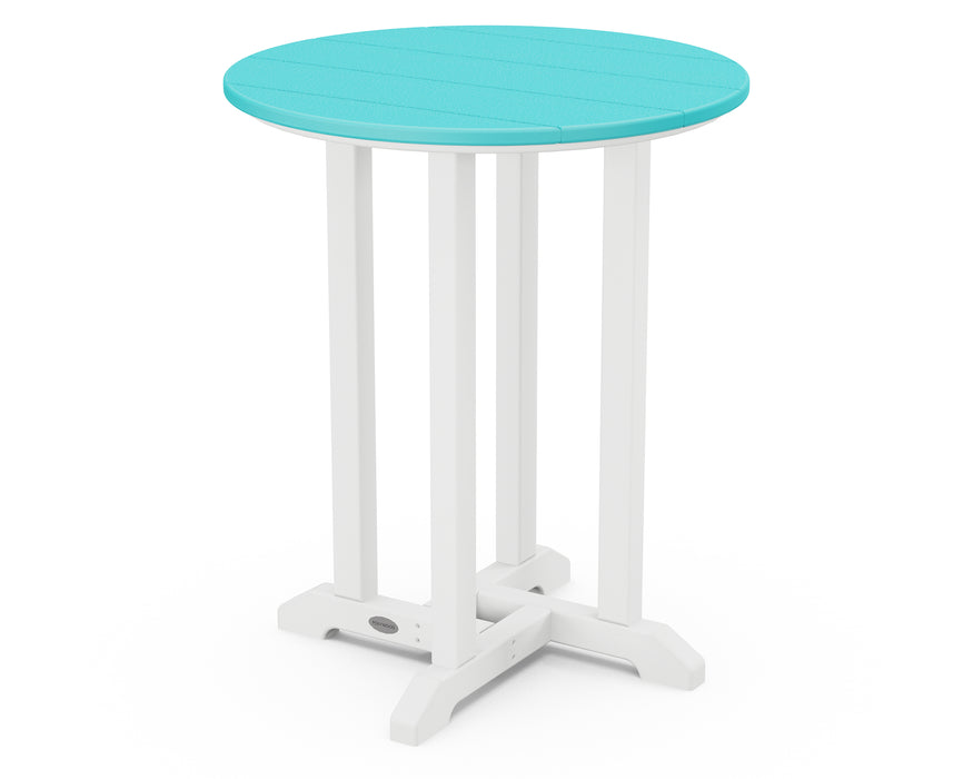 POLYWOOD Contempo 24" Round Dining Table in White / Aruba