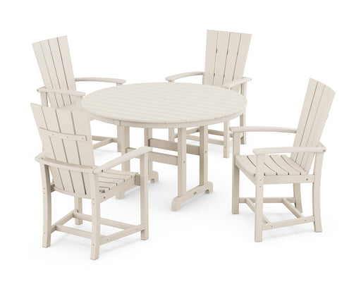 POLYWOOD Quattro 5-Piece Round Farmhouse Dining Set in Sand image